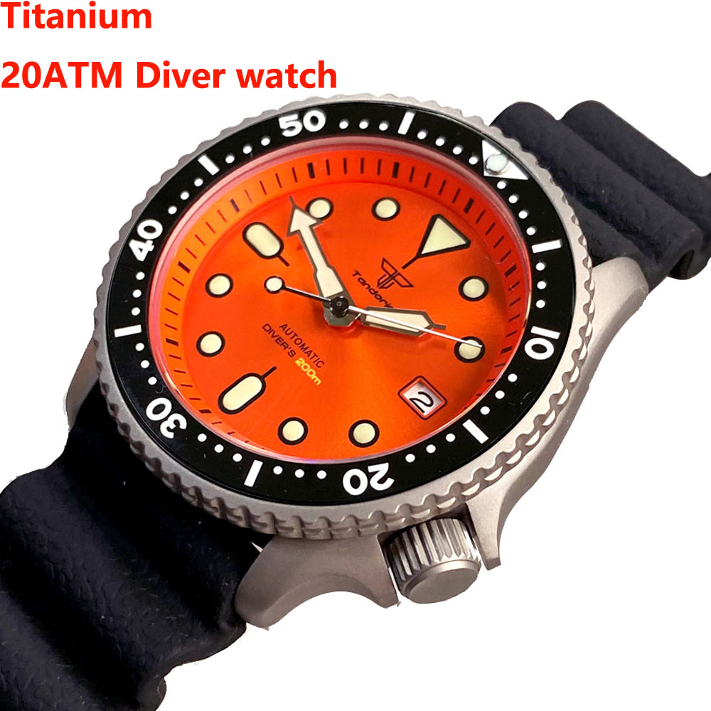 Rubber Strap Diver - Мужские часы Tandorio 41 мм, титановый