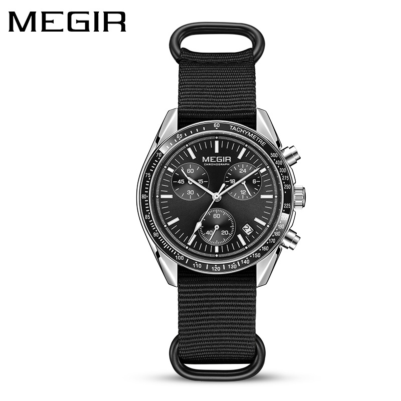 Canvas Strap Watch - MEGIR 2247, мужские роскошные кварцевые часы,