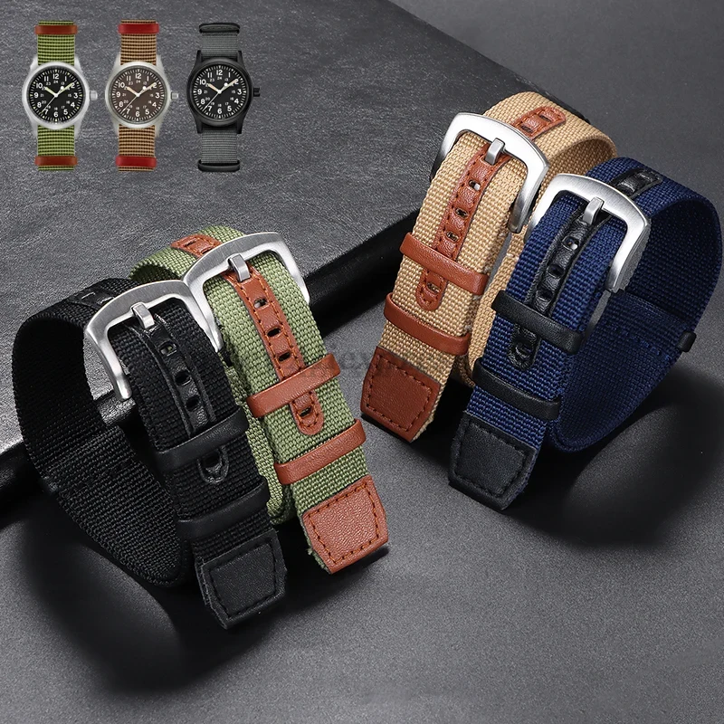 Nato Strap Nylon - Холщовый нейлоновый кожаный ремешок 20 мм